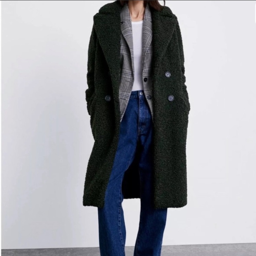 Long Zara faux shearling coat